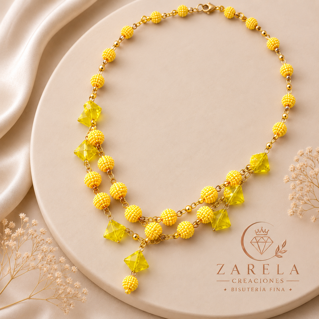 Juego YELLOW SPRING | Collar, Pulsera y Aretes | Zarela Creaciones