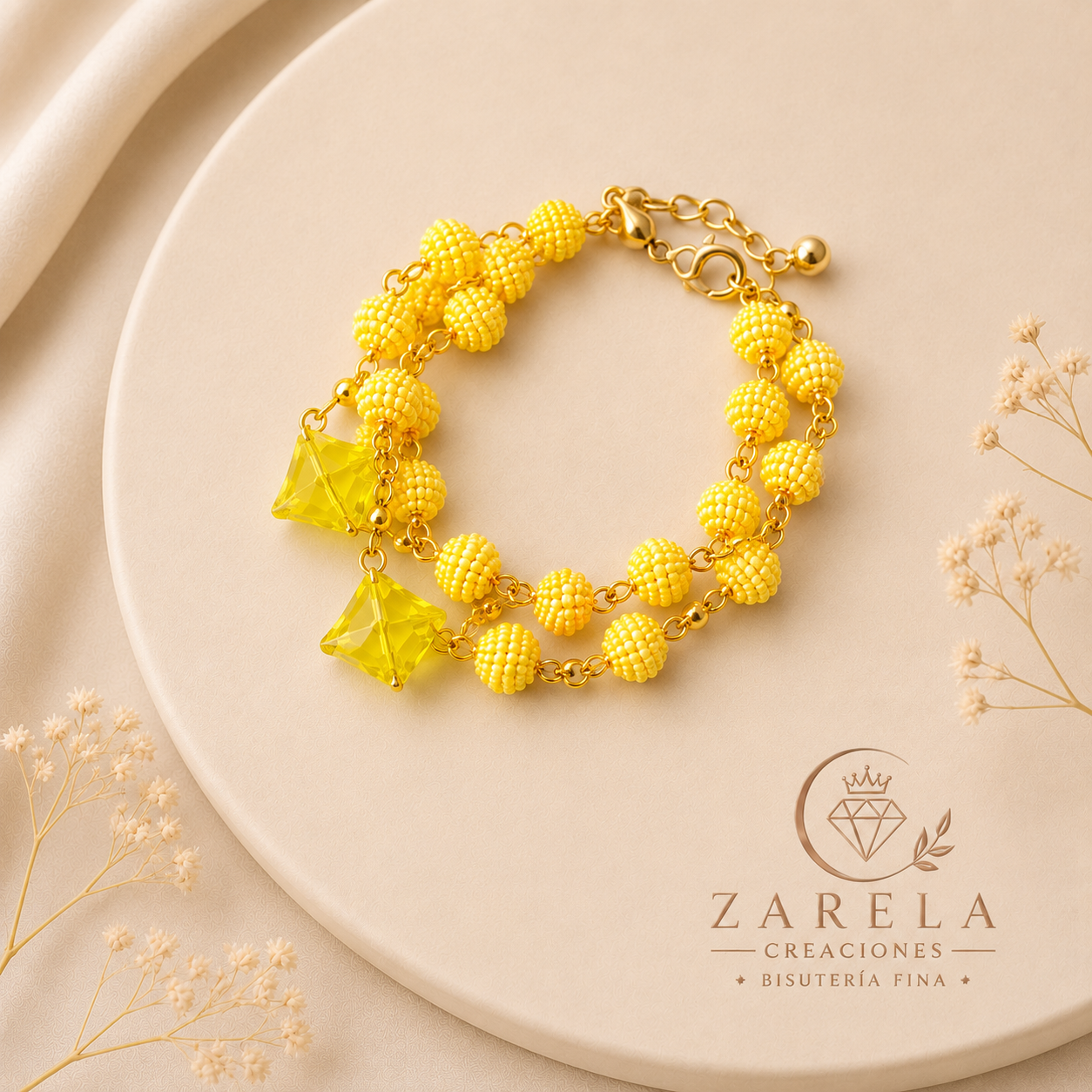 Juego YELLOW SPRING | Collar, Pulsera y Aretes | Zarela Creaciones