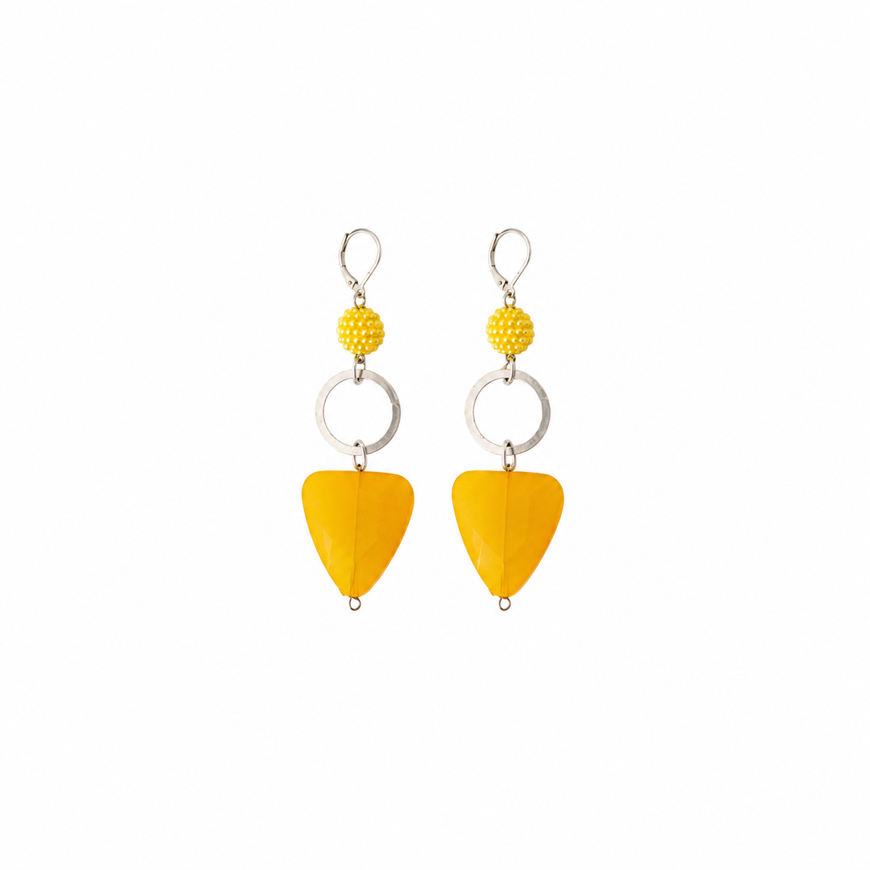 Aretes Yellow Heart en Cristal Facetado Amarillo