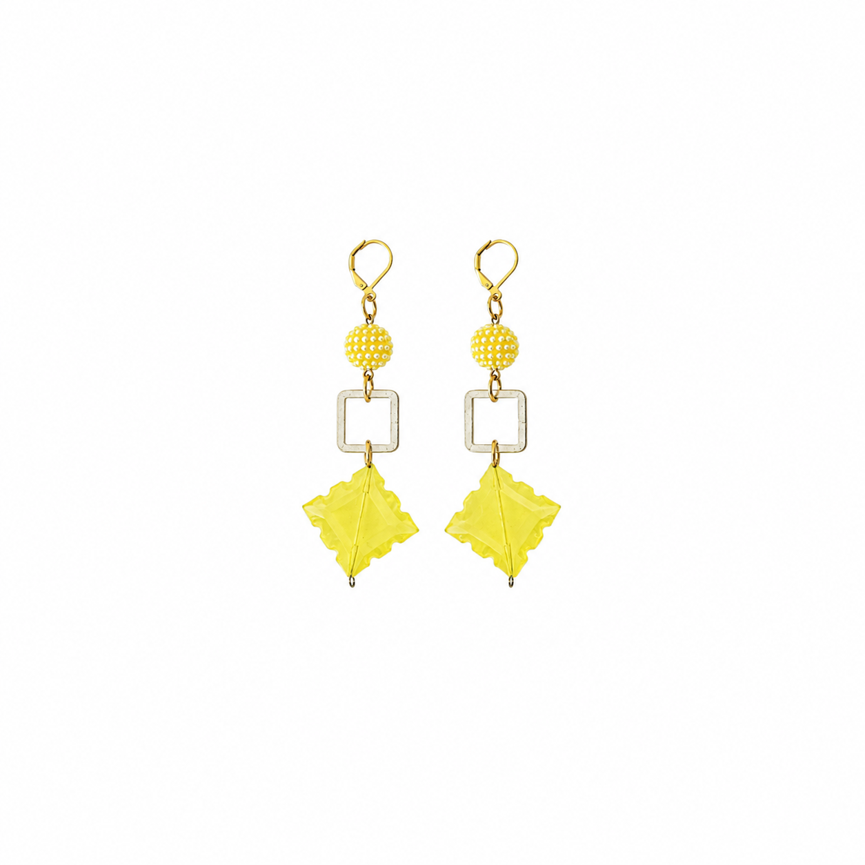 Aretes Yellow Spring en Cristal Amarillo Geométrico